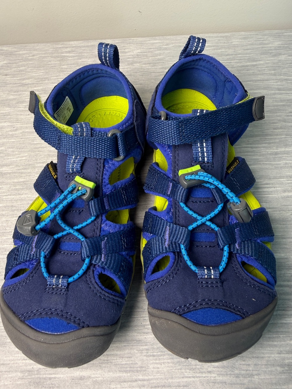 Keen Newport H2 Navy Blue Lime Green Kids Sandals Sz 1